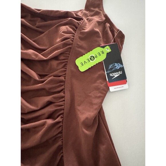 Speedo Women's Swimsuit One Piece Endurance+ Shirred Tank Moderate Cut brown 18 - Picture 11 of 16